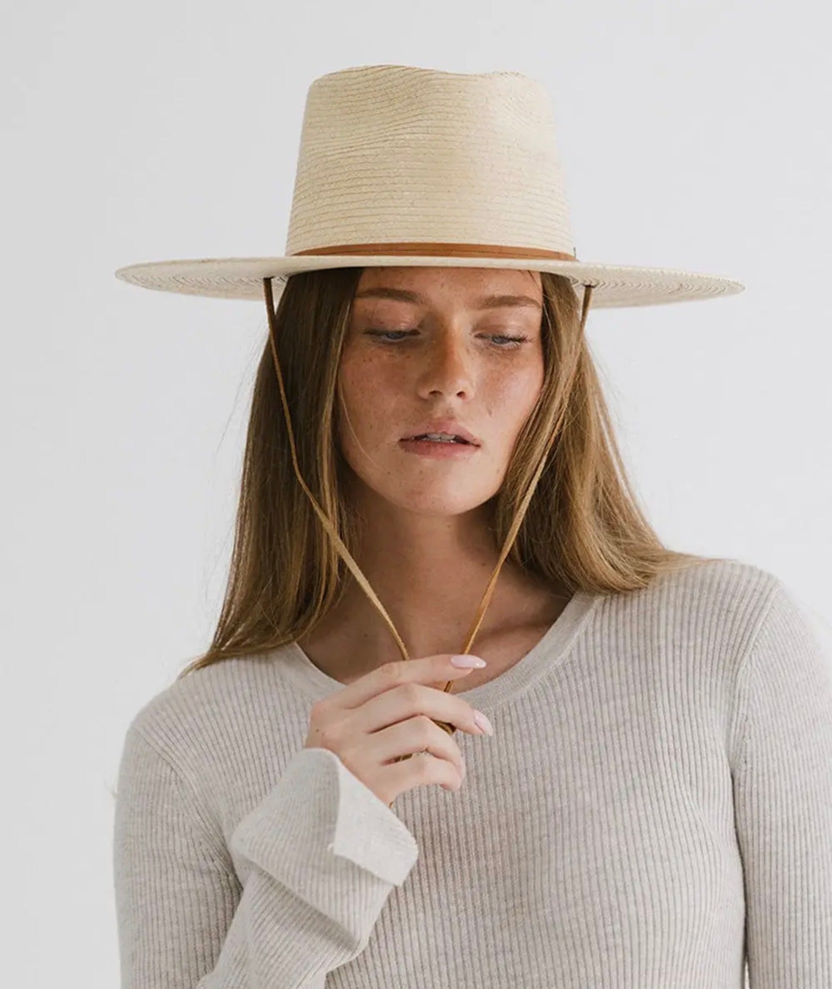 Gigi Pip Size 55 Straw Hat Gigi Pip BRE Wide Brim Pork Pie Straw Sun Hat for Women  main image 2